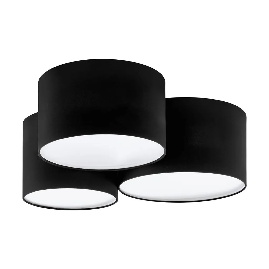Grand plafonnier pour salon moderne Eglo PASTORE 2 triple E27 Noir