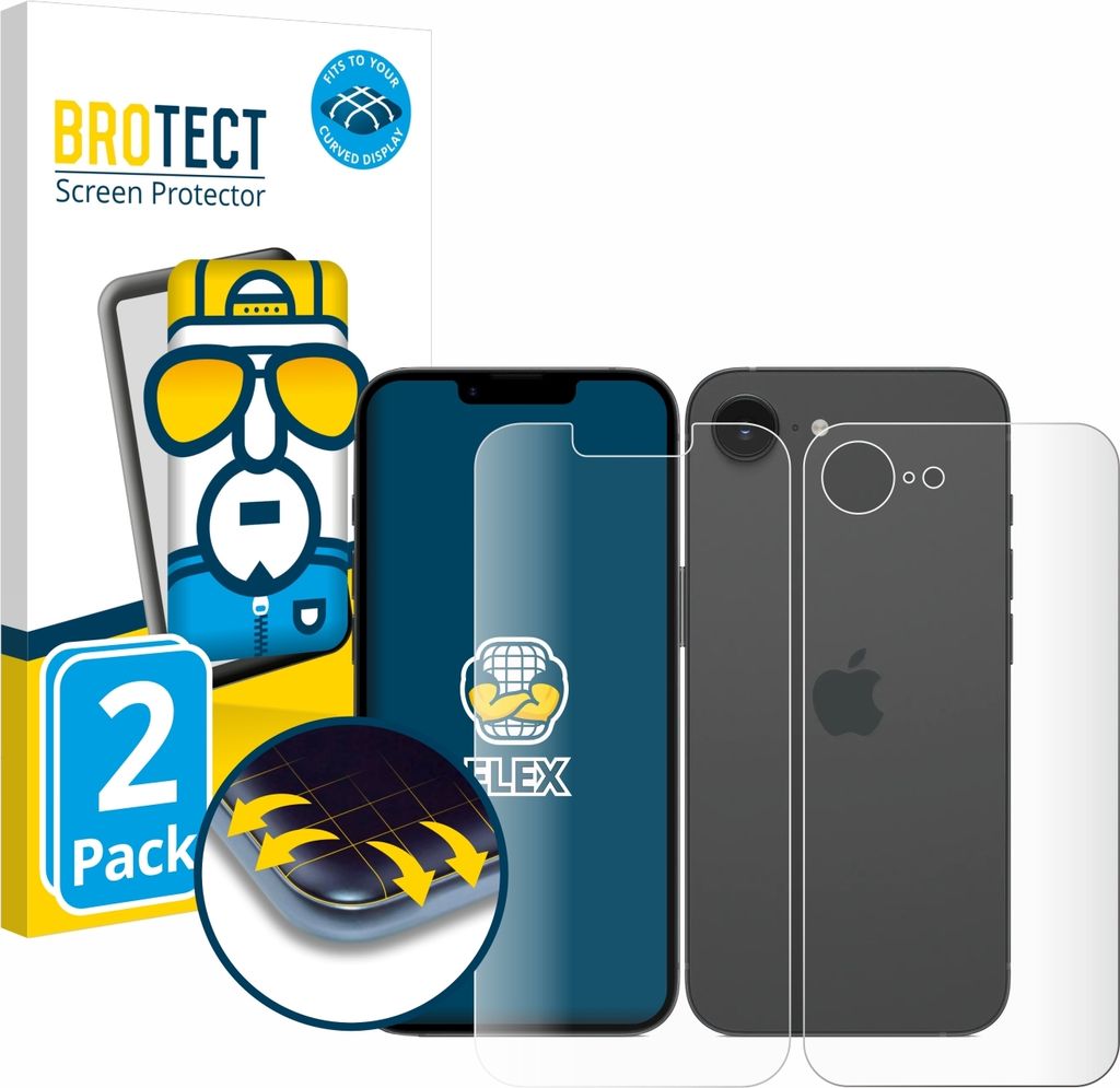 2x BROTECT Fullscreen Schutzfolie für Apple iPhone 16e / 17e Displayschutz Folie Fullcover Klar Transparent