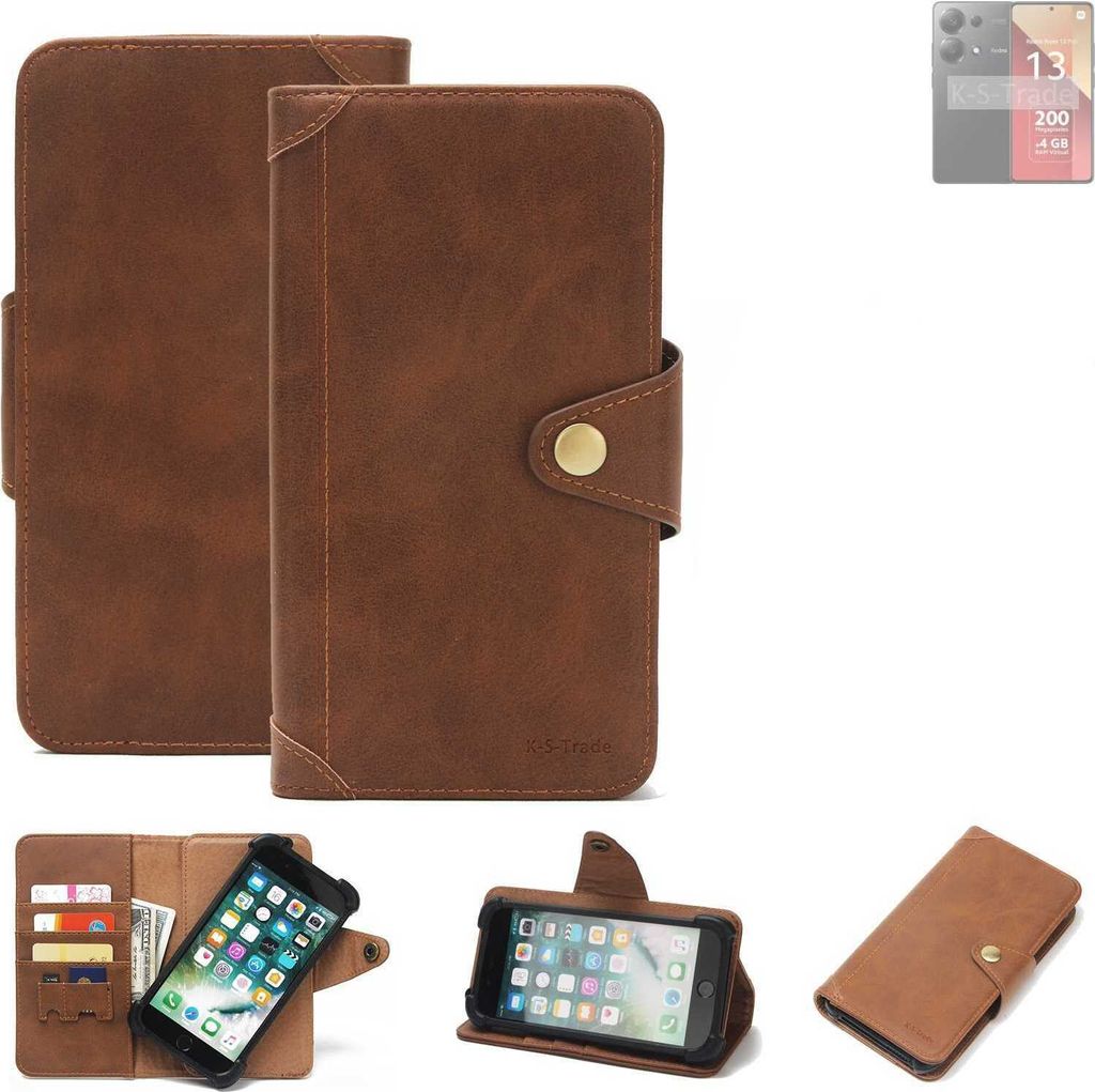 K-S-Trade Handyhülle kompatibel mit Xiaomi Redmi Note 13 Pro 4G Schutz Hülle Walletcase Bookstyle Tasche Case Handytasche Wallet Flipcase Cover PU