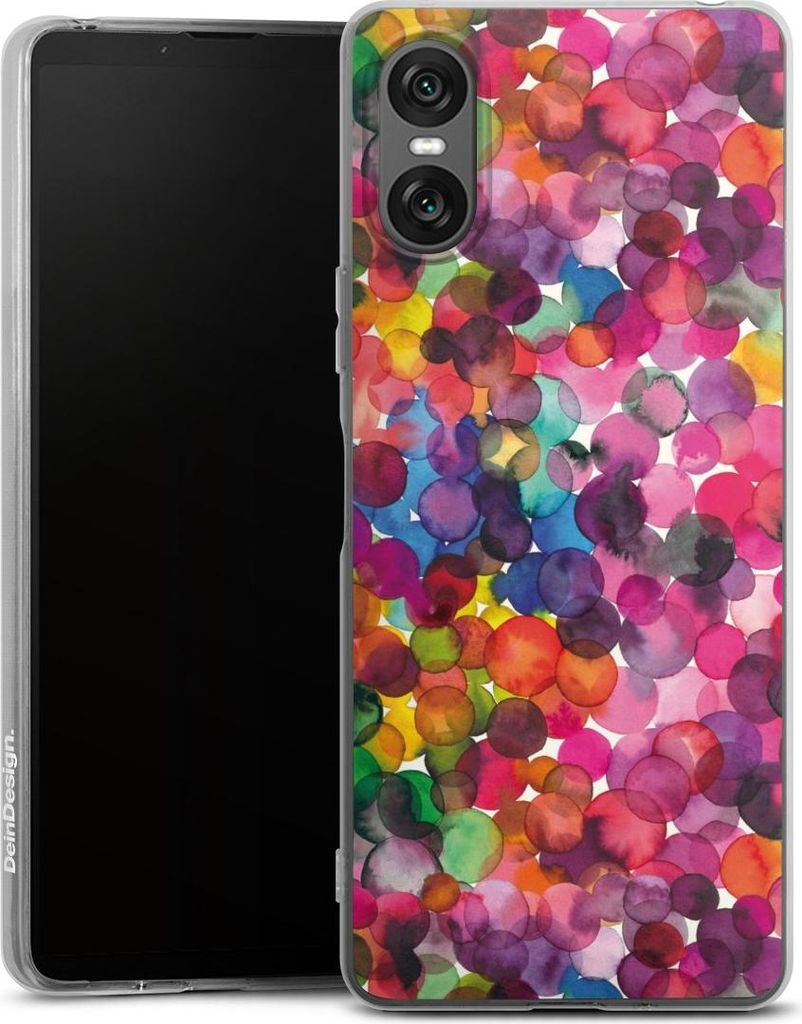 DeinDesign Handyhülle für Sony Xperia 10 VI Silikon Hülle Case Smartphone Schutzhülle Punkte Wasserfarbe bunt