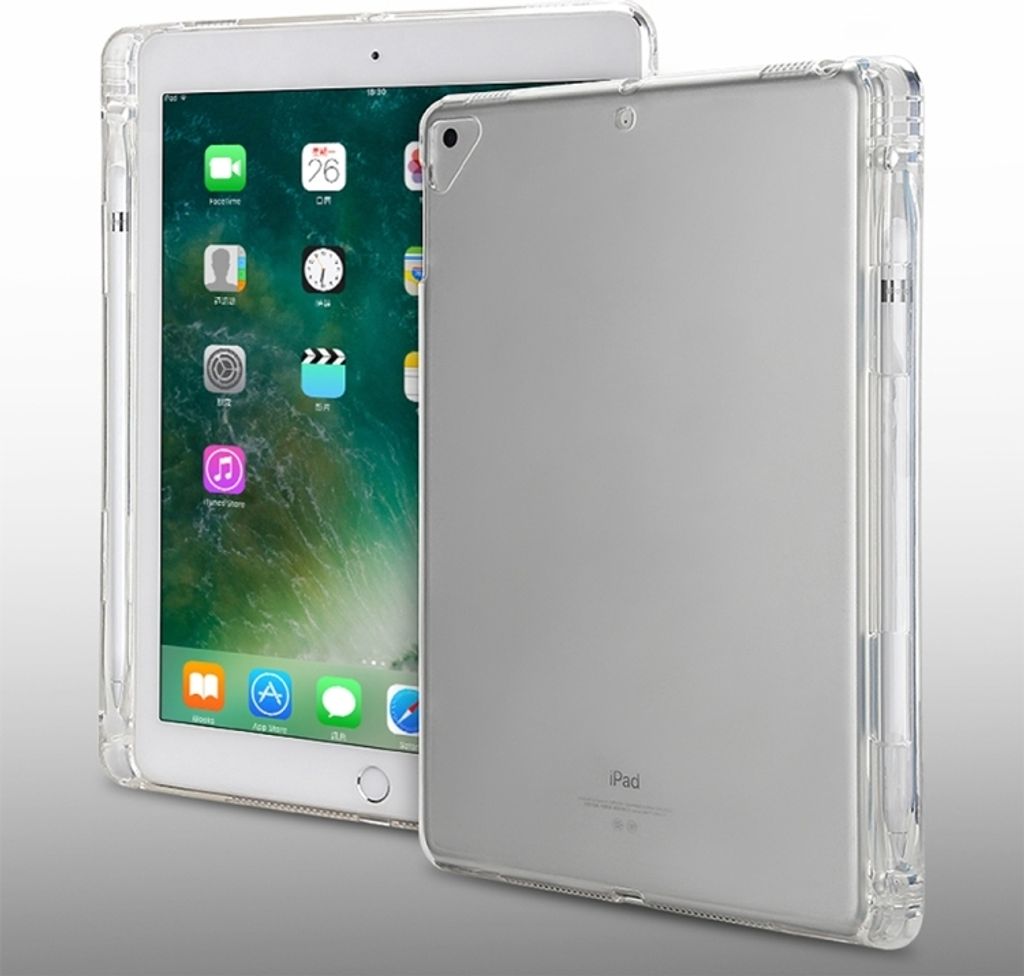 Transparentes TPU Soft Protective Back Cover Case für iPad Pro 9.7 Zoll & iPad 9.7 (2018) & iPad 5 & 6, mit Pen Slots