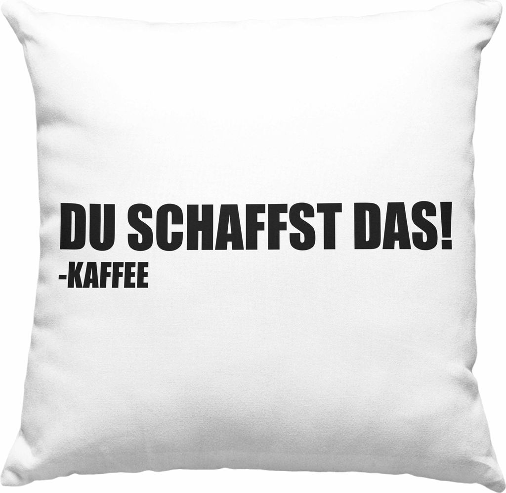 Trendation - Lustige Deko-Kissen mit Füllung 40x40 mit Spruch - Du Schaffst Das Kaffee - Witzige Sprüche Deko-Kissen mit Füllung 40x40 Geschenk...