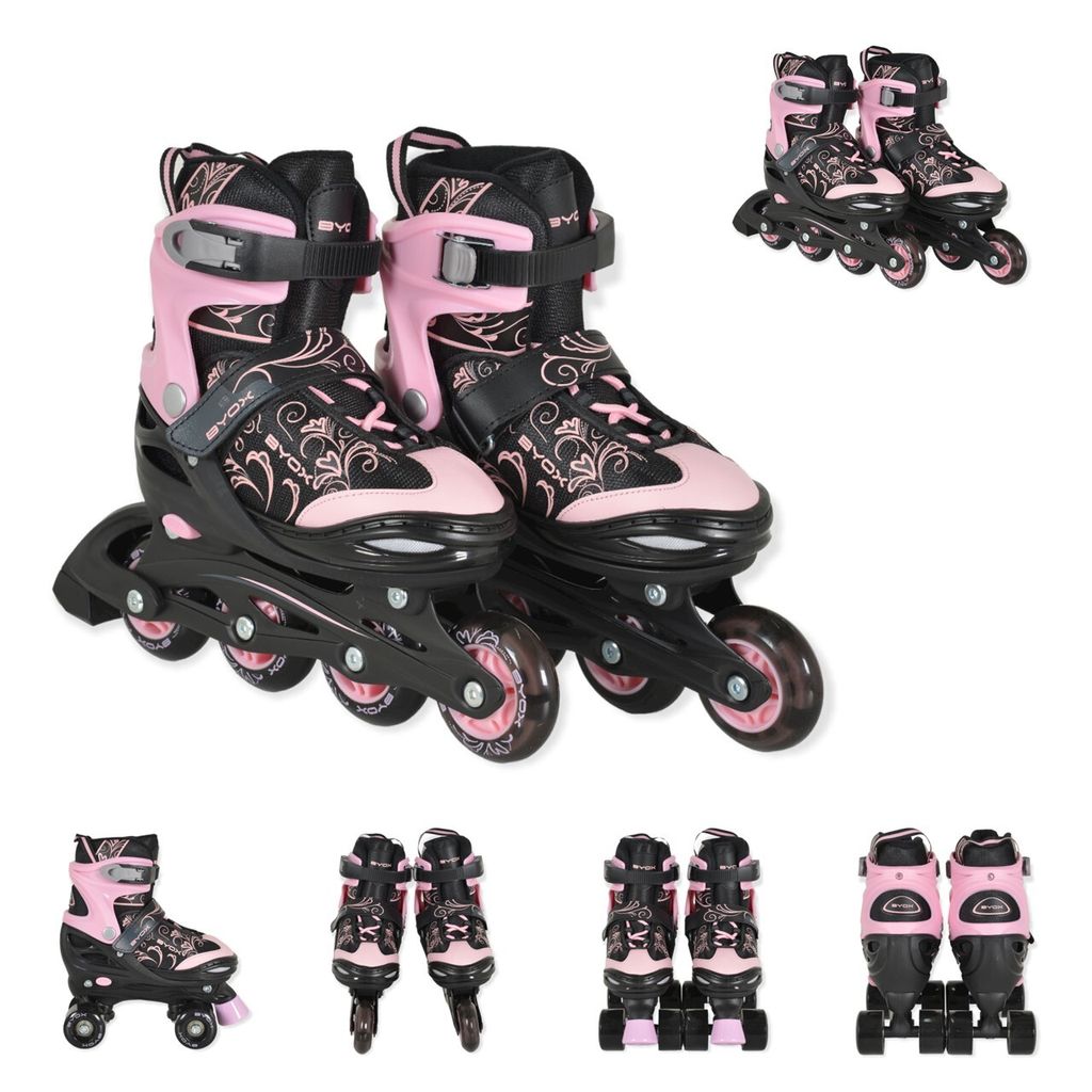Byox Inliner 2 in 1 Double pink Rollschuhe, PolyurethanLED-Räder, verschiedene Größen S (Gr.30-33)