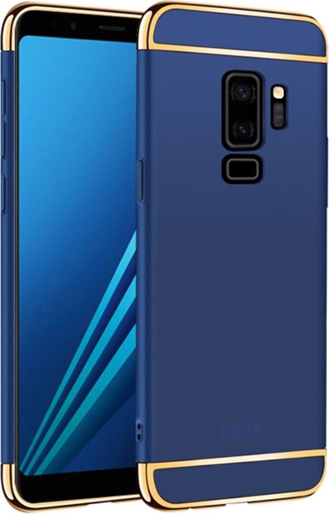 Handy Hülle Schutz Case für Samsung Galaxy S9 Plus Bumper 3 in 1 Cover Chrom Etui Blau