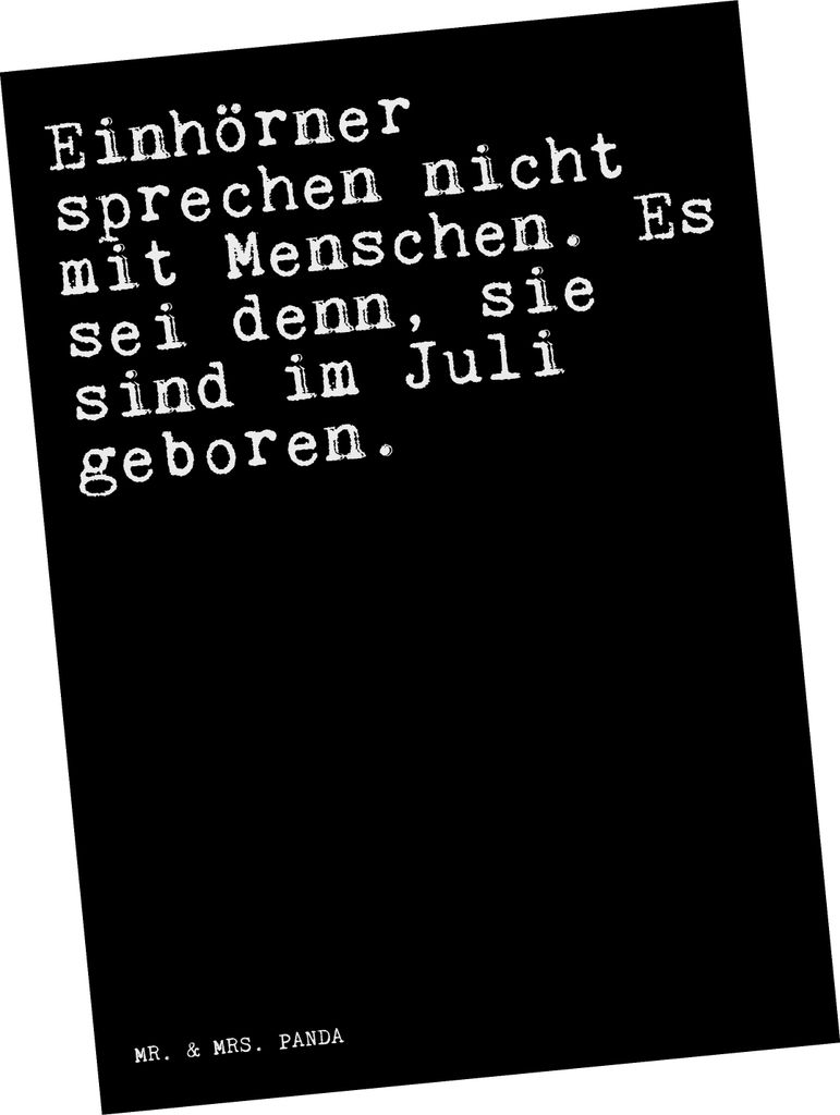 Mr. & Mrs. Panda Postkarte Einhörner sprechen nicht mit... - Schwarz - Geschenk, Grußkarte, Freundin, bildkarte, Ansichtskarten, Unicorn, Sprüch...