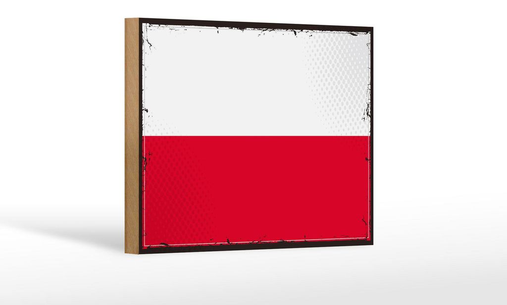 Holzschild Flagge Polens 18x12 cm Retro Flag of Poland Dekoration
