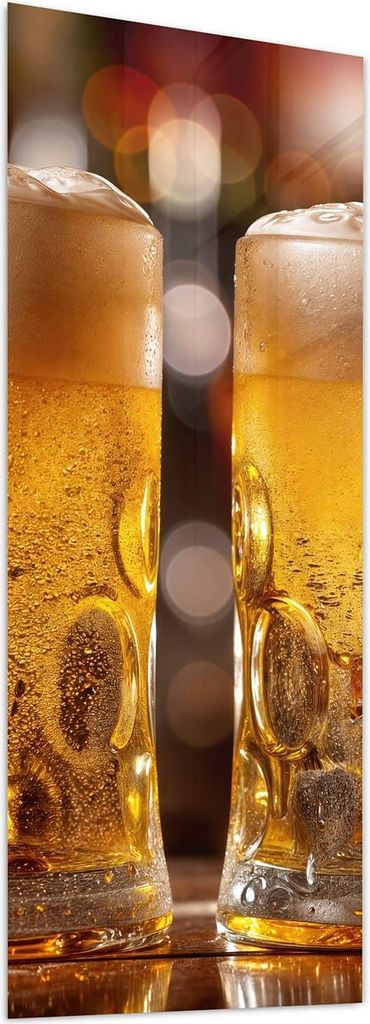 Glasbild 40x100cm in XXL für Wohnzimmer, Schlafzimmer Motiv Zwei Bierkrüge