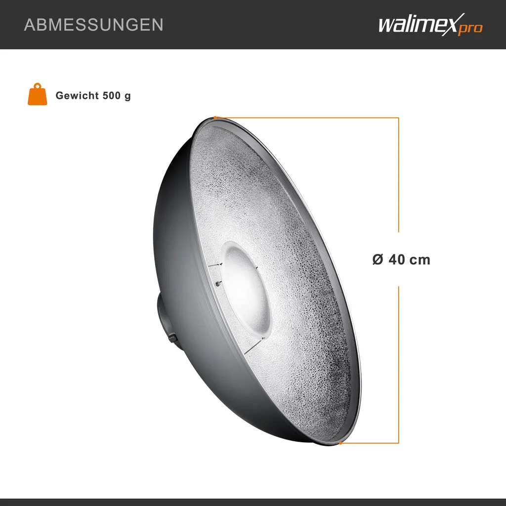 Réflecteur Beauty Dish 40cm Walimex pro pour Flash Studio Type Bowens - 3