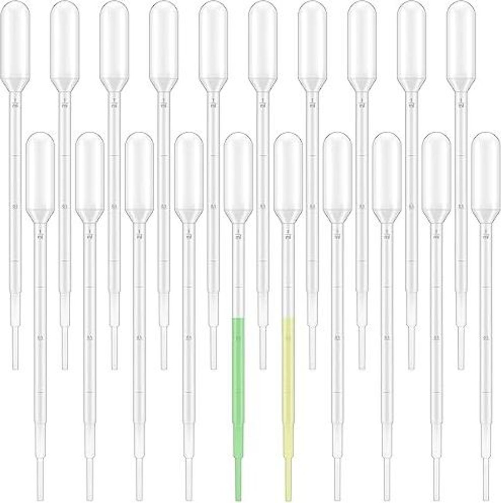 20 Stück Pipette,Pipetten,Pipetten Plastik,Pipette 1ml,Pimpette,Transferpipetten aus Kunststoff,mit Skala,für Labor Versuch,Experiment,ätherisch...