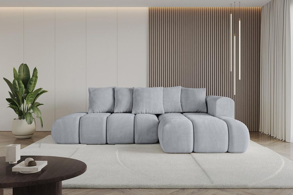 ALTDECOR Ecksofa mit Schlaffunktion und Bettkasten CLOUD-L-v1 280x185x90 Hellgrau - Corner Sofa Bett Eckcouch Couch L-Form Schlafcouch Ausziehbar W...