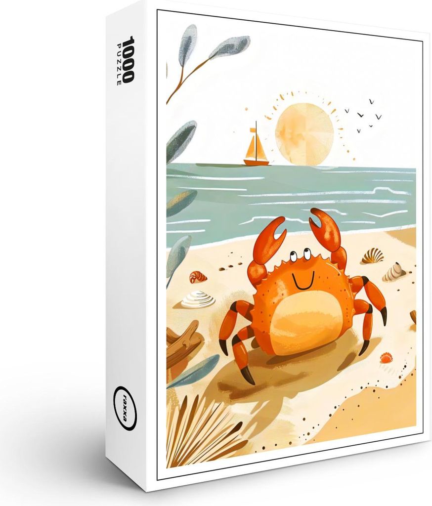raxxa Premium-Puzzle "Cartoon of Crab on Beach with Boat", 1000 Teile