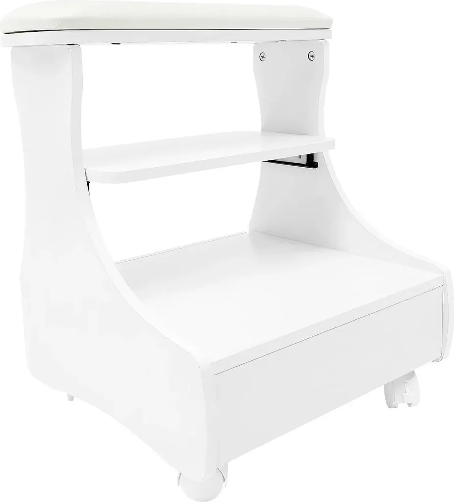 Tabouret pour bain de pieds stable charge 20kg en MDF blanc et PVC robuste