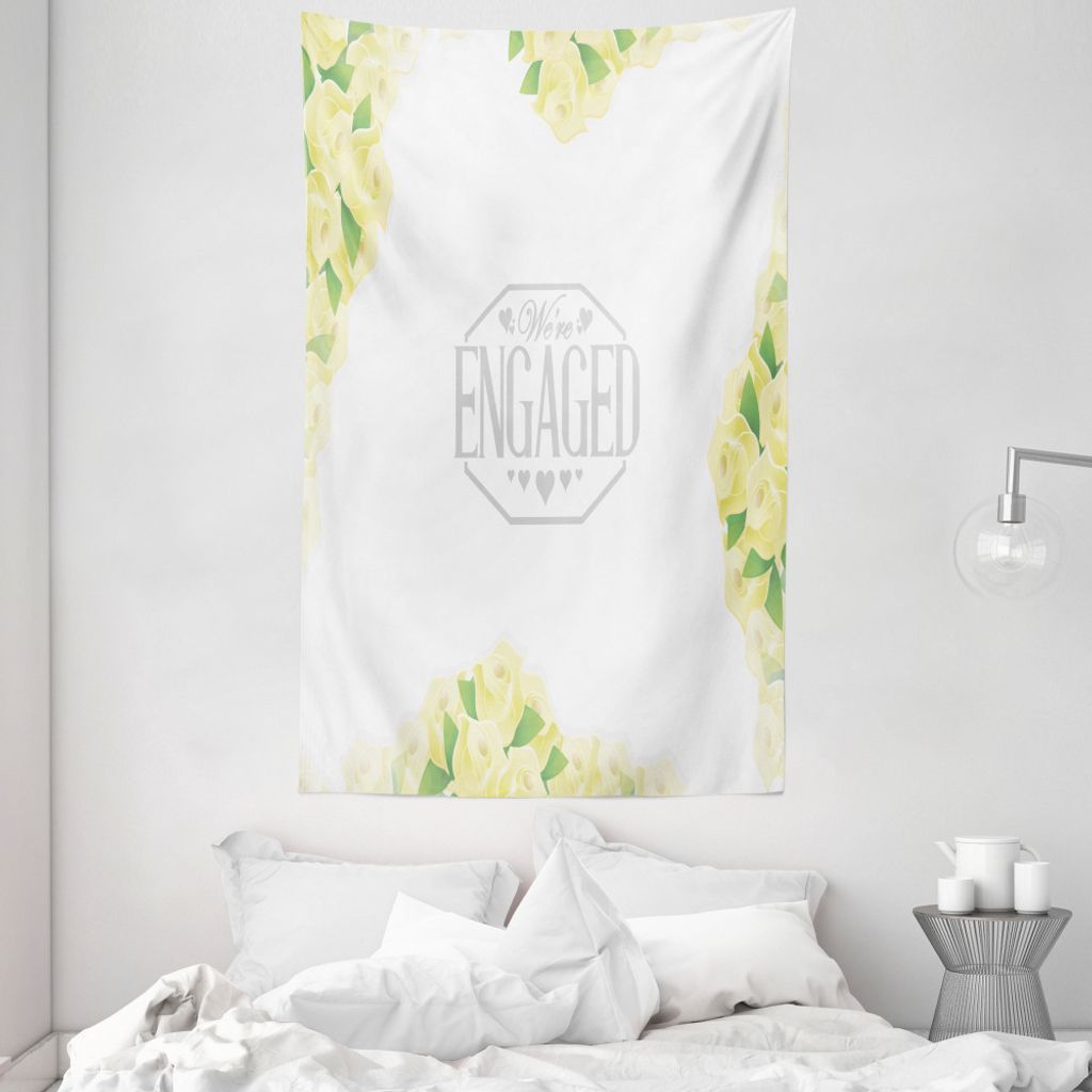 ABAKUHAUS Hochzeit Wandteppich und Tagesdecke, Rosen und Blätter aus Weiches Mikrofaser Stoff Waschbar ohne Verblassen Digitaldruck, 140 x 230 cm,...