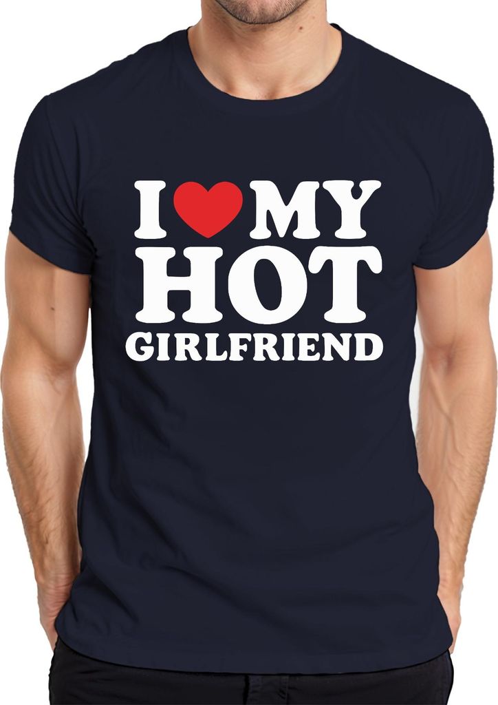 Ich liebe meine heiße Freundin Geschenk Lustig Valentinstag JGA Herren T-Shirt, Navy, XL
