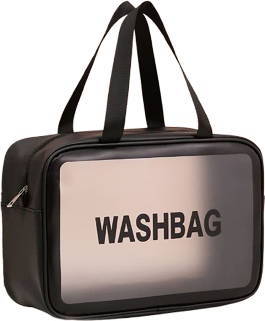 INF Geräumige Kulturtasche aus Kunstleder Schwarz