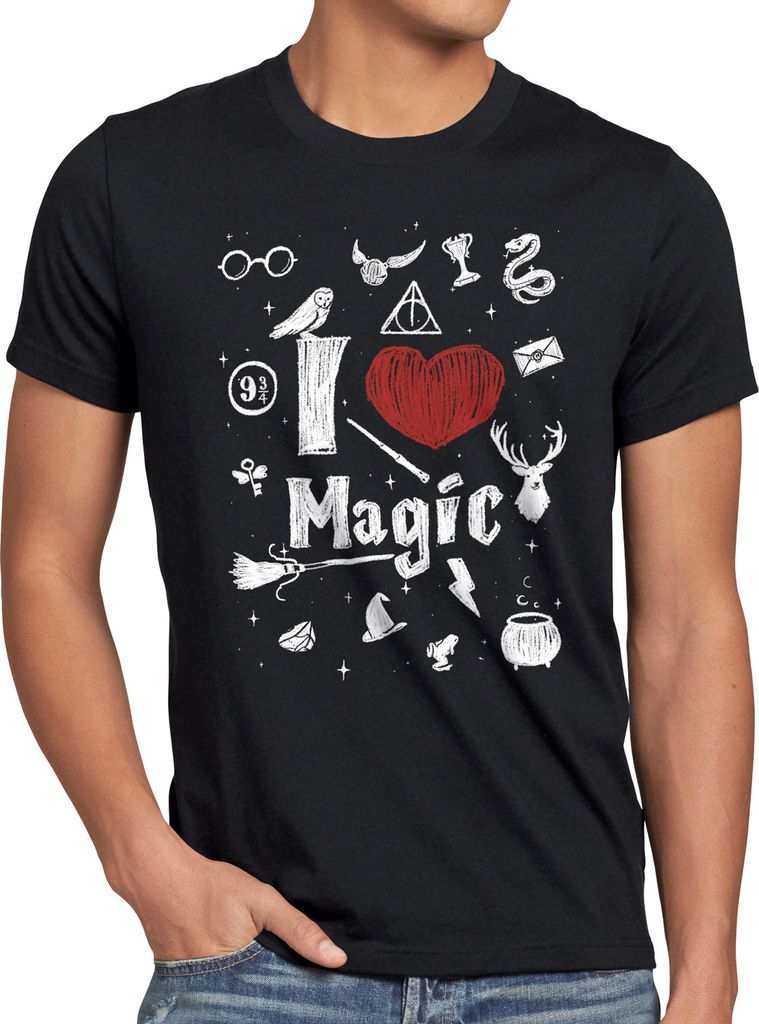 BaumwolleCloud Love Magic Herren T-Shirt schule zauberei harry