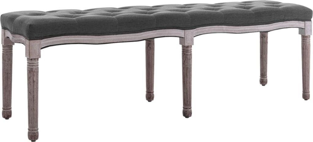 The Living Store Bank Leinen Massivholz 150x40x48 cm Dunkelgrau