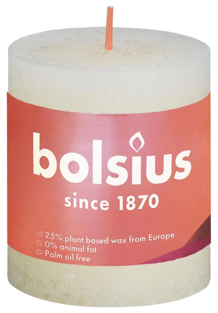 BOLSIUS Stumpenkerze Rustiko Shine 8x7cm weiche Perle Produktbild 