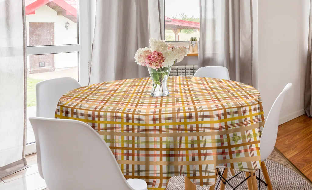 Tovaglia Rotonda ABAKUHAUS 150 cm | Quadri Marroni Stile Rustico
