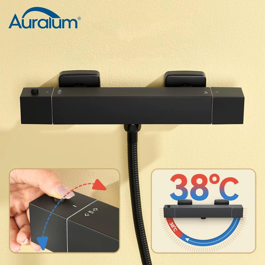 Auralum Duschthermostat, Quadratische Thermostatarma Schwa, Produktbild 