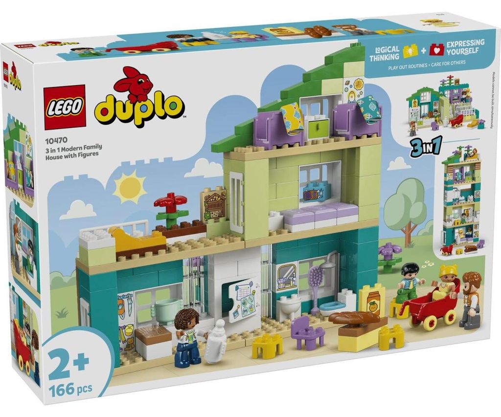 LEGO DUPLO 3-in-1 Modern Familiehuis met figuurtjes - Productafbeelding 