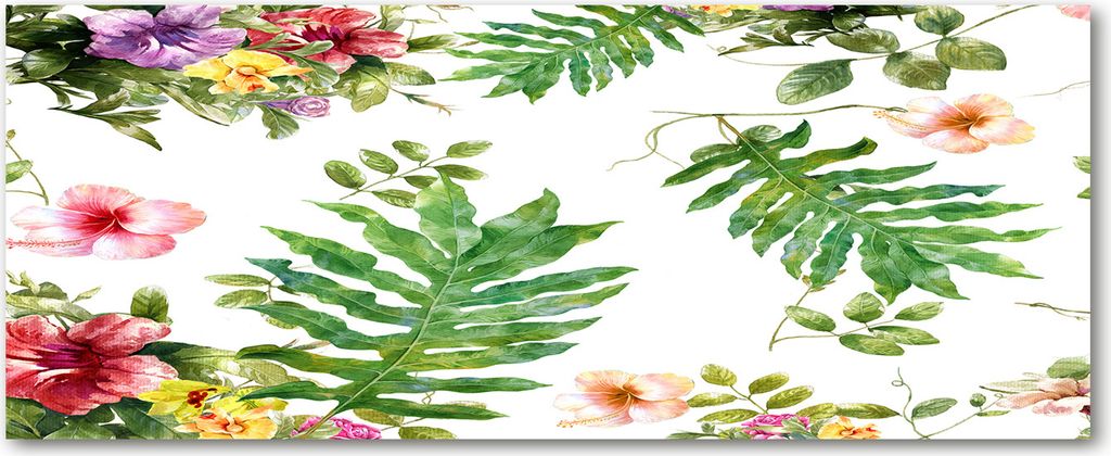 Tulup Leinwandbild - 125x50 cm - Wandkunst - Drucke auf Leinwand - Leinwanddruck - Blumen & Pflanzen - Grün - Blumenmuster