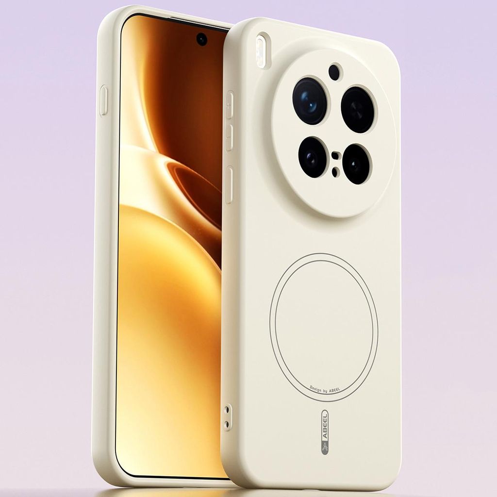 Magnetische Handyhülle für Vivo X300 Pro, MagSafe kompatible, Flüssig Silikon Stoßfest Kratzfest Hülle Beige