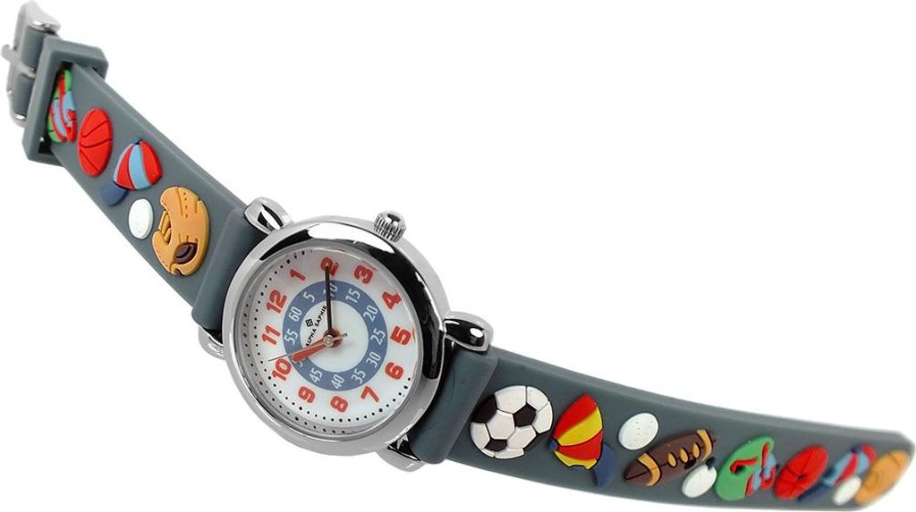 Alpha Saphir ⇒ Kinderuhr Kunststoffband grau analog Produktbild 