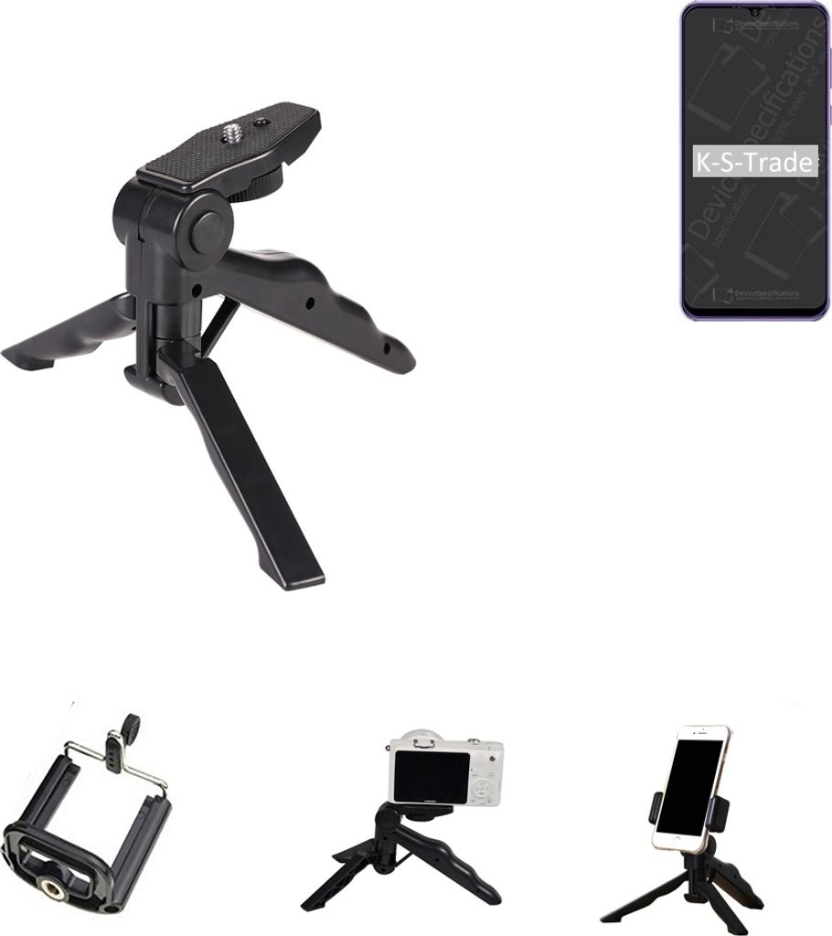 K-S-Trade Stativ Tisch-Ständer Dreibein Handy-Stativ Ständer kompatibel mit Ulefone Note 6 Mini-Stativ Smartphone Tripod Handy-Stativ aus Plastik