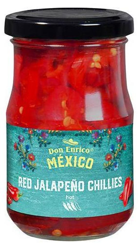 Don Enrico Red Jalapeño Chillies hot 90 G Glas Produktbild 