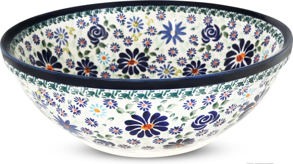 Original Bunzlauer Keramik 2 Liter Schüssel Schale Ø20,5 cm Salatschüssel Beilagenschüssel Rührschüssel Obstschale [Form 1] dickwandig und ro...