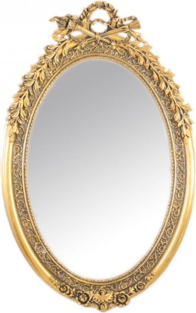 Casa Padrino Luxus Barock Wandspiegel Oval Gold 160 x 110 cm - Massiv und Schwer - Goldener Spiegel
