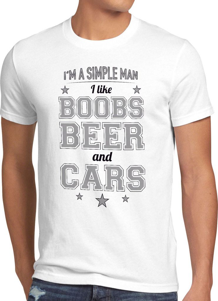 style3 I'm a simple Man Herren T-Shirt Boobs Beer Cars