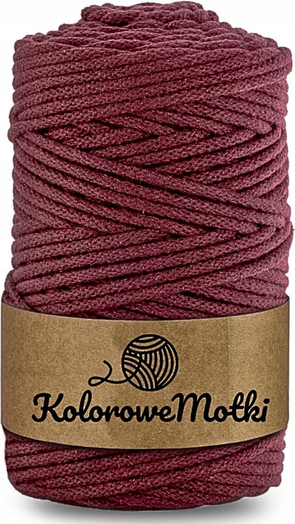 Baumwollkordel mit einem Kern 100m 3mm Burgunderfarben | Makramee Garn, Häkelkordel, Baumwollkordel mit Polyesterkern, Textilgarn