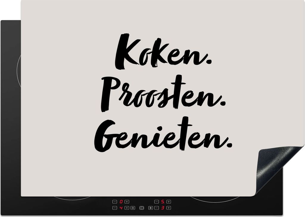 KitchenYeah Herdabdeckplatte Kochen, Jubeln, Genießen. - Zitat - Taupe , 75x52cm, Küche Deko, Glaskeramikkochfeld Herdabdeckung, Abdeckplatte f...