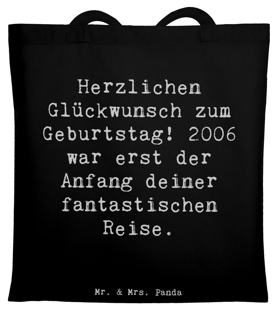 Mr. & Mrs. Panda Jutebeutel Spruch 2006 Geburtstag - Schwarz - Geschenk, Tasche, Laptoptasche, warmherzig, Tote Bag, Jahrgang, Shopping, Alter, Geb...