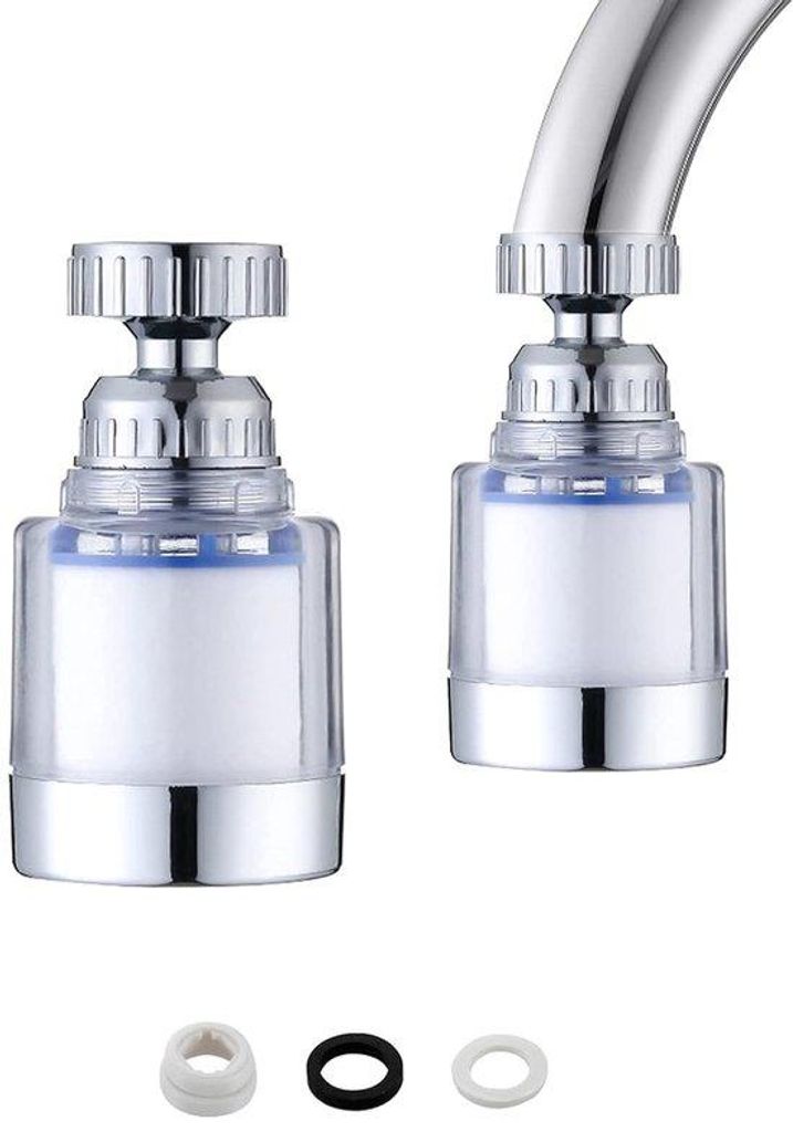 Wasserfilter - drehbarer Wasserfilter - Steinkraanfilter - Wasserreiniger - Für Küche und Bad - Entfernt Schwermetalle und Hartwasser - Blau - 2 ...