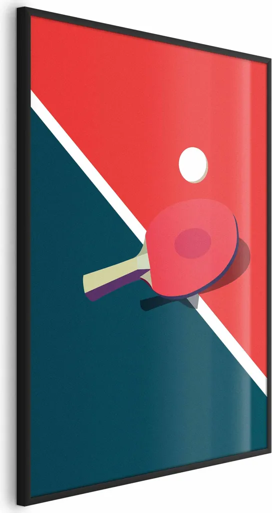 Quadro Ping Pong 40x60 cm Cornice Nera Minimal - Poster Sportivo Chic