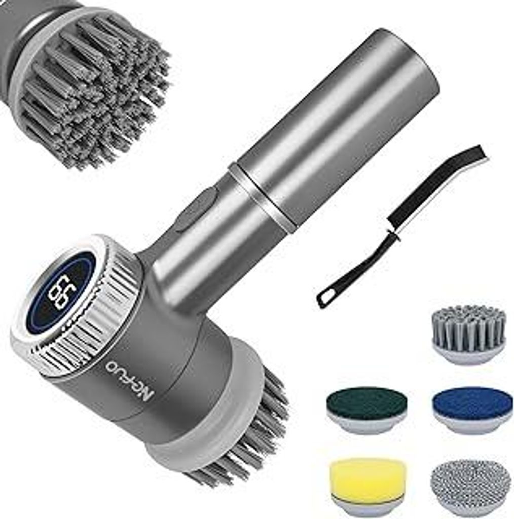 Elektrische Reinigungsbürste, Elektrische Putzbürste mit 5 Bürstenköpfe, Electric Cleaning Brush mit 3 Geschwindigkeiten, Led Anzeige, Electric...