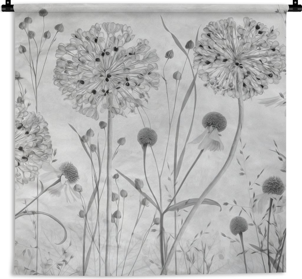 MuchoWow Wandteppich Wandbehang Ölgemälde - Stilleben - Schwarz - Weiß 60x60 cm Tapisserie Dekoration Wandtuch - Dekorationen - Wand Decke