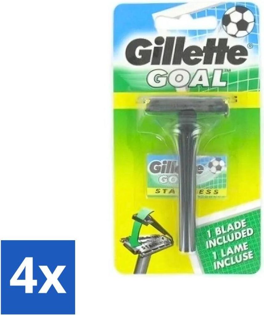 Gillette Goal Rasierset – Edelstahl – Langlebig und scharf – 1 Rasierklinge - Vorteilspack - 4 Stücke