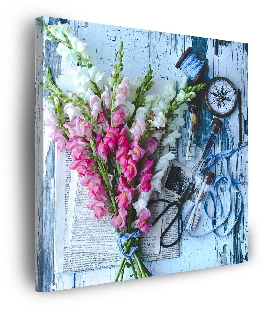 Leinwanddruck Botanik Blumenstrauß mit Löwenmäulchen 40x40 cm