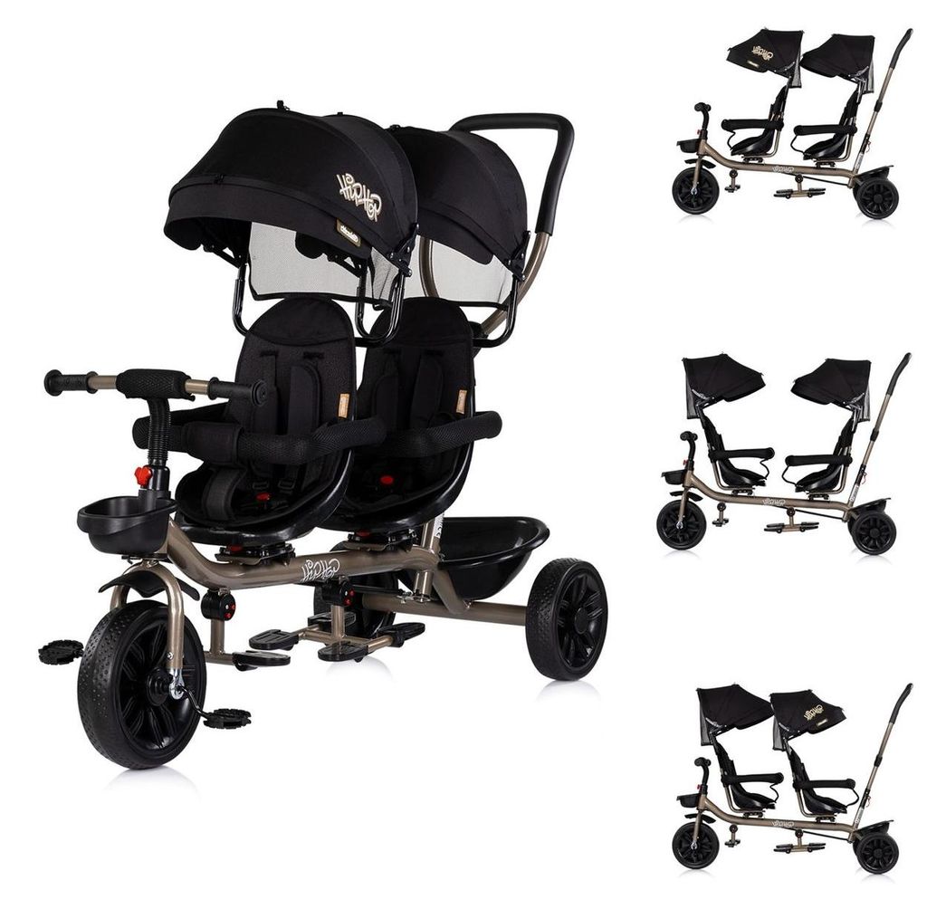 Babyshoppen Geschwisterdreirad Hip Hop, Schiebegriff, Sitze Produktbild 
