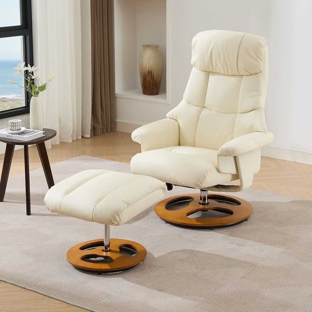 STILVORA Massagesessel Relaxsessel mit Wärmefunktion und Fünf-Punkt-Massage,Liegestuhl mit Liegefunktion und Hocker,360° drehbar aus Polyurethan...