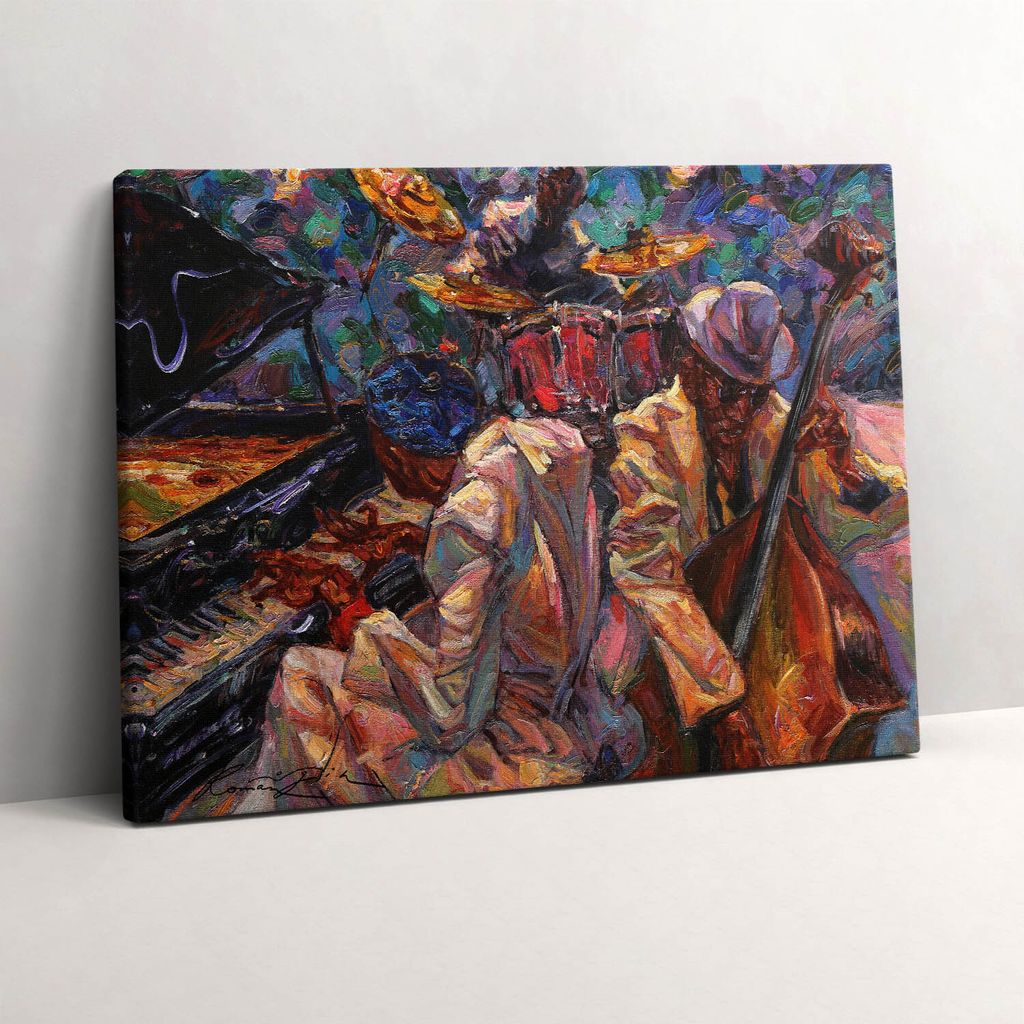 Kunst - Figuren spielen Instrumente – Leinwandbild Wandbild – 80x60 cm – Leinwandbilder – Wandbilder – Schlafzimmer – Flur