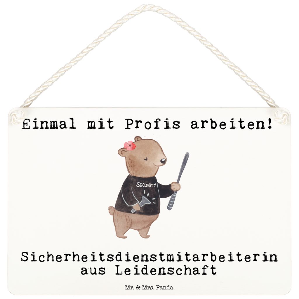 Mr. & Mrs. Panda Schild Sicherheitsdienstmitarbeiterin Leidenschaft DIN A6 - Weiß - Geschenk, Holzschild, Türschild, kleine aufmerksamkeit, Dekos...