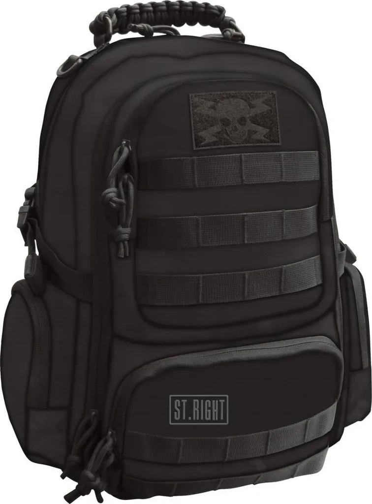 Sac à dos d'école pour adolescents ST.RIGHT MILITARY BLACK noir uni