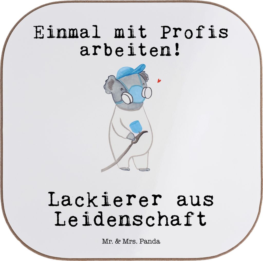 Mr. & Mrs. Panda Untersetzer für Gläser Lackierer Leidenschaft - Weiß - Geschenk, gläseruntersetzer, Glas, Coaster, Lustig, Spruch, Ausbildung,...