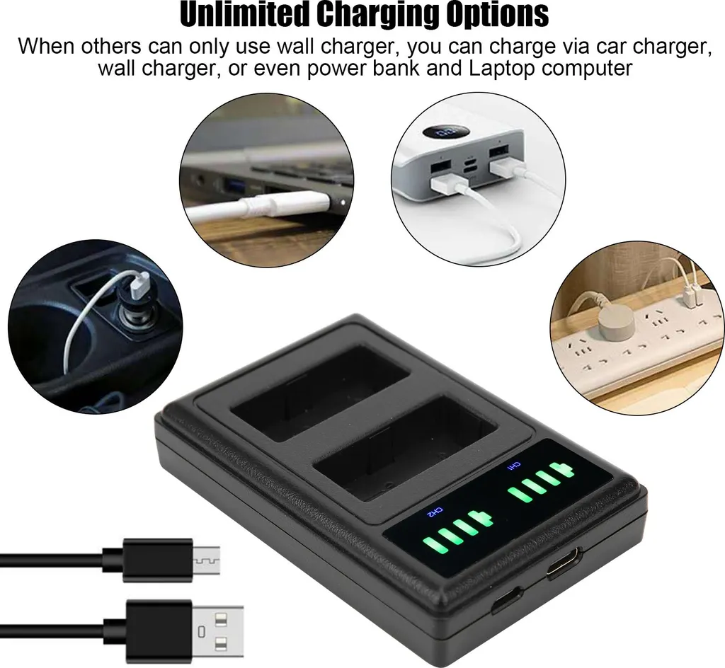 CELLONIC Caricabatterie Intelligente Con Display LCD Per Batterie DMW-BCD10 CGA-S007 – Compatibile Con Panasonic Lumix TZ Series