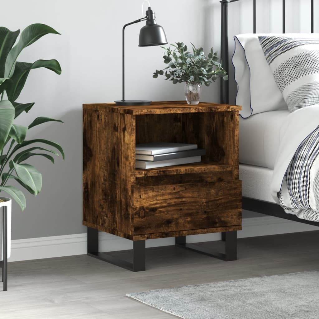 "im Angebot" Nachttisch/Nachtschrank - mit Reichlich Stauraum - Räuchereiche 40x35x50 cm Holzwerkstoff - Beistellschrank CC22600